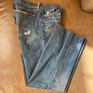 7 For All Mankind Mens Jeans SZ36 Bootcut Medium Wash Distressed